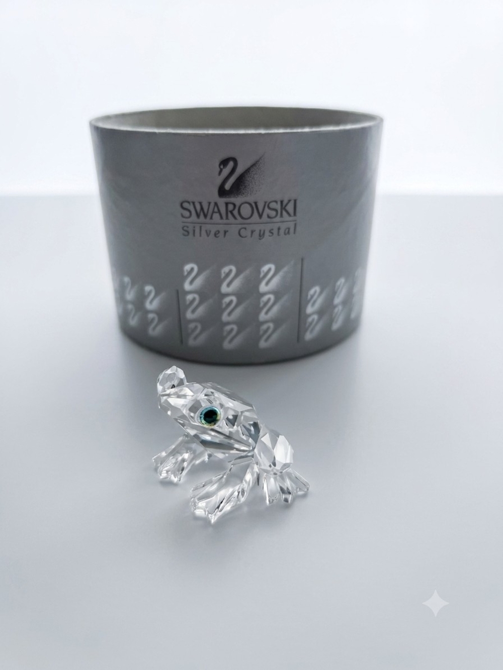 Swarovski Clear Crystal Frog Brooch with Multi Color Eye Accent